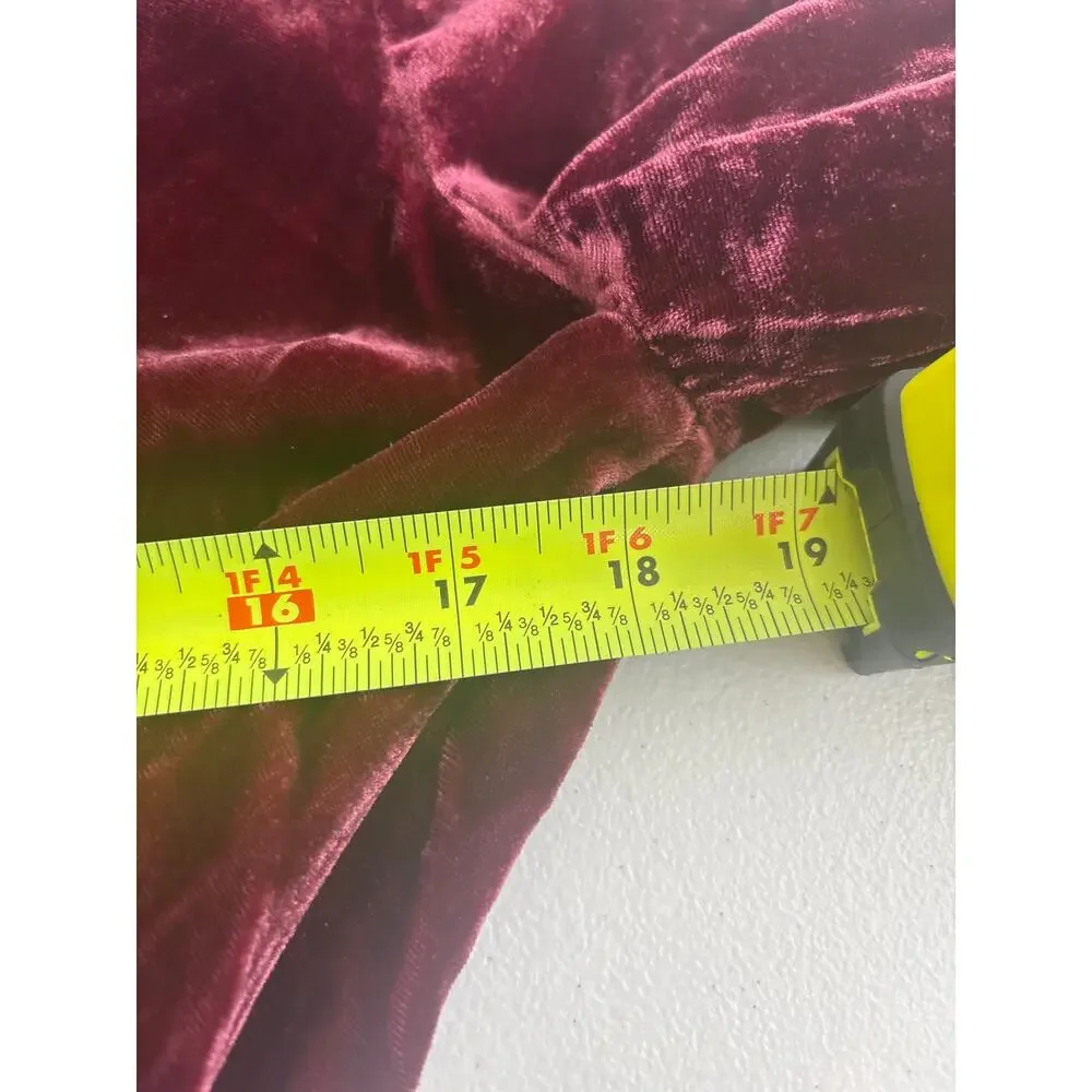 J.Crew Burgundy Velvet Wrap Style Peplum Top Tie Waist Long Sleeve Size 4
